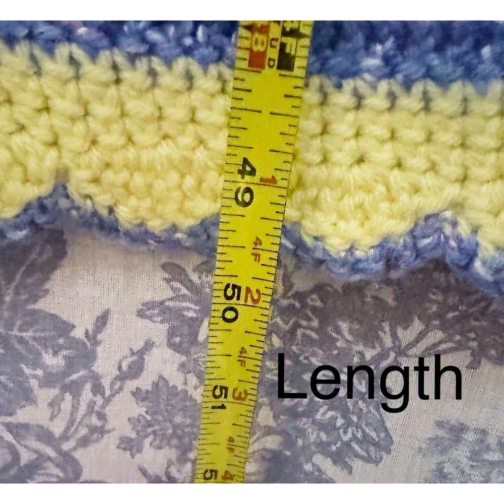 Crochet Afghan Yellow With Colored Squares 46